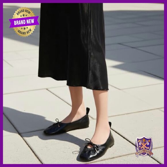 Square Toe Ballet Flats Lace Up Bow Slip On Casual Shoes - Picture 3 of 8